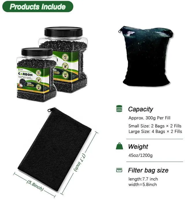 Alt view image 7 of 7 - Activated Charcoal, Premium Natural Coconut Shell Activated Carbon for Freshwater and Saltwater, Aquarium Filter Media, Activated Charcoal Bulk (1.4lb with Fine Mesh Bag)