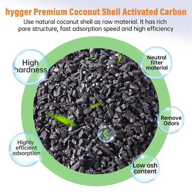 Alt view image 2 of 7 - Aquarium Activated Carbon, Premium Natural Coconut Shell Activated Charcoal for Freshwater and Saltwater, Fish Tank Filter Media, Water Purification Carbon (10.5 oz with Fine Mesh Bag)