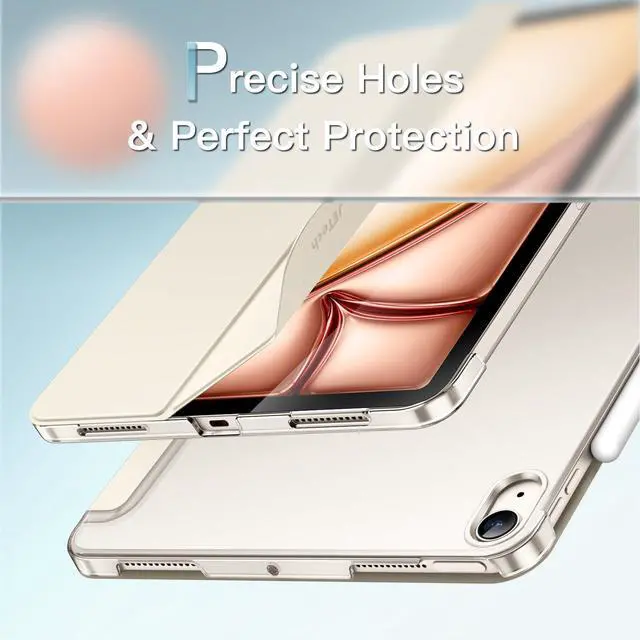 Alt view image 3 of 6 - Case for iPad Air 11" M4/M3/M2 & iPad Air 5/4 10.9", Starlight | Cover for iPad Air 11" (2026-2024) & Air 5/4 10.9" (2022/2020), Translucent Back, Tri-Fold Stand, Auto Wake/Sleep