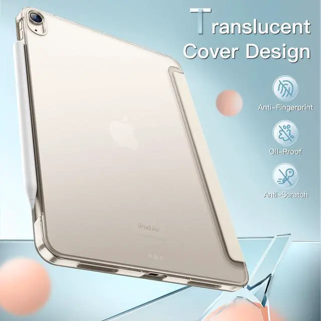 Alt view image 4 of 6 - Case for iPad Air 11" M4/M3/M2 & iPad Air 5/4 10.9", Starlight | Cover for iPad Air 11" (2026-2024) & Air 5/4 10.9" (2022/2020), Translucent Back, Tri-Fold Stand, Auto Wake/Sleep