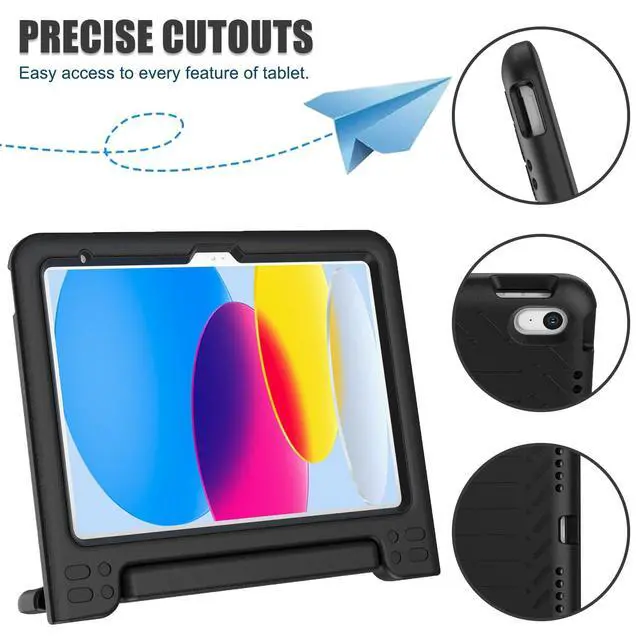 Alt view image 5 of 7 - Kids Case for New iPad (A16) 11th Generation 11 Inch 2025, iPad 10th Generation 10.9" 2022 with Built-in Screen Protector Durable Shockproof Lightweight Handle Cover for i Pad 10/11 Gen, Black
