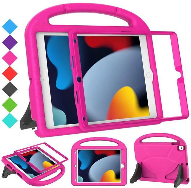 Main image of Kids Case for iPad 9th/8th/7th Generation - iPad 10.2 inch 2021/2020/2019 Case with Built-in Screen Protector, Durable Shockproof Handle Stand Kids Cover for Apple iPad 7/8/9 Gen, Pink