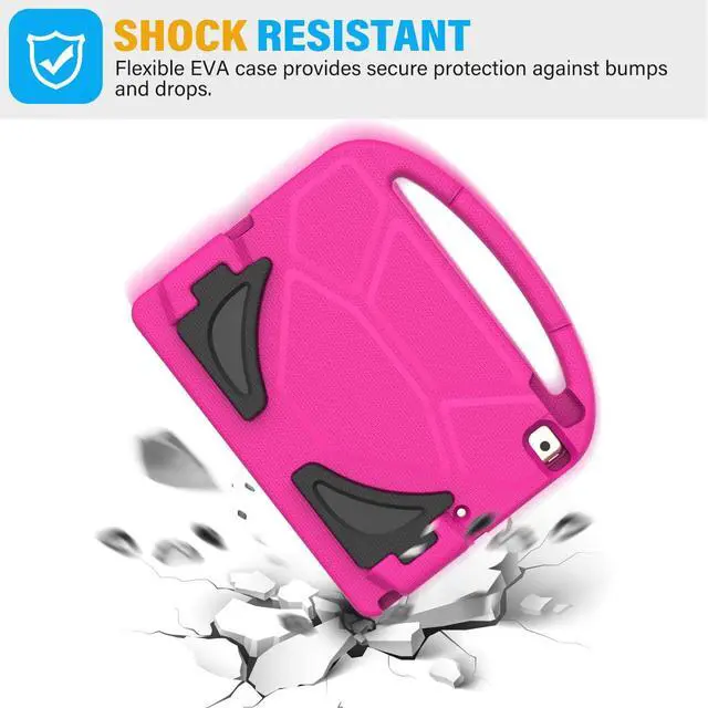 Alt view image 7 of 7 - Kids Case for iPad 9th/8th/7th Generation - iPad 10.2 inch 2021/2020/2019 Case with Built-in Screen Protector, Durable Shockproof Handle Stand Kids Cover for Apple iPad 7/8/9 Gen, Pink