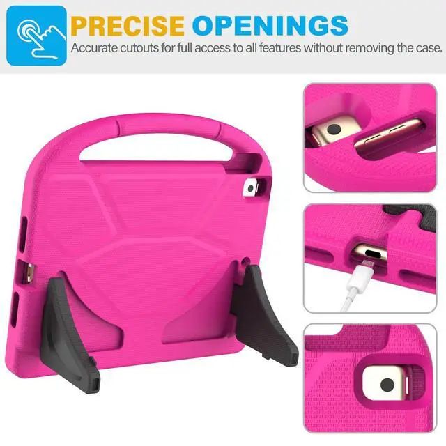 Alt view image 6 of 7 - Kids Case for iPad 9th/8th/7th Generation - iPad 10.2 inch 2021/2020/2019 Case with Built-in Screen Protector, Durable Shockproof Handle Stand Kids Cover for Apple iPad 7/8/9 Gen, Pink
