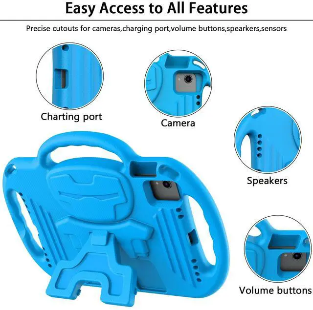 Alt view image 5 of 7 - Kids Case for iPad A16 11th Generation (11-inch,2025)/ 10th Generation (10.9 Inch,2022)/ Air 5th/ 4th Gen 10.9 with Shoulder Strap, Shockproof Lightweight Handle Stand Child Bumper Case, Blue