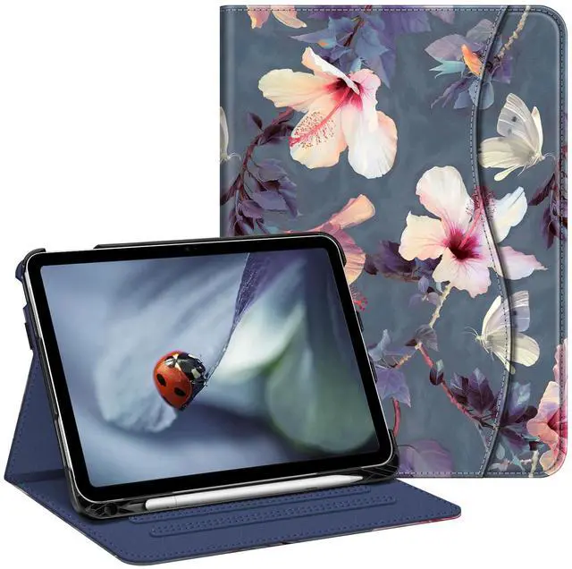 Main image of Folio Case for iPad (A16) 11th Gen 11 in, iPad 10th Generation 10.9" | Multi-Angle Viewing Protective Stand Cover, Built-in Pencil Holder & Storage Pocket, Auto Wake/Sleep, Blooming Hibiscus