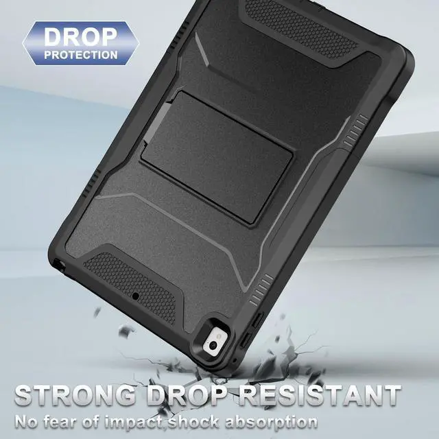 Alt view image 4 of 7 - Case for iPad 6th/5th Generation 9.7 Inch 2018/2017 - Black | For Apple iPad Air 2 2014 /Pro 9.7 2016, Built-in Screen Protector and Kickstand, Rugged Full Body Protective Cover