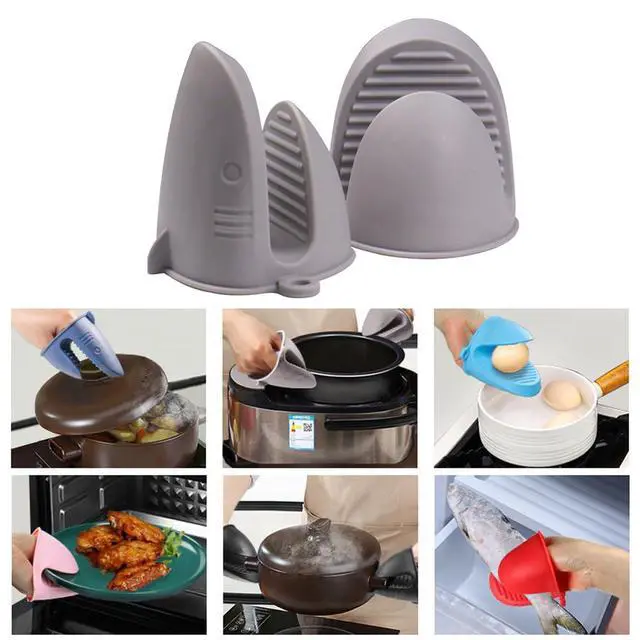 Alt view image 3 of 6 - Oven MittsMini Oven Gloves Silicone Heat Resistant Cooking Pinch Mitts Potholder for Air Fryer Kitchen Cooking & Baking (Grey)