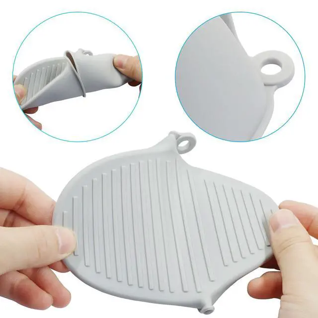 Alt view image 4 of 5 - Silicone Oven Mitts Set, 1 Pair, Grey | Heat Resistant, Rubber Grip Gloves, Air Fryer, Baking, Cooking, and Stovetop Use