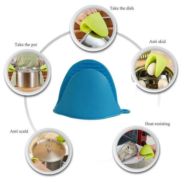 Alt view image 5 of 6 - Silicone Mini Oven Gloves Potholder, Heat Resistant Pinch Oven Mitts Pot Holder for Kitchen Cooking & Baking, Blue (2 Pack)