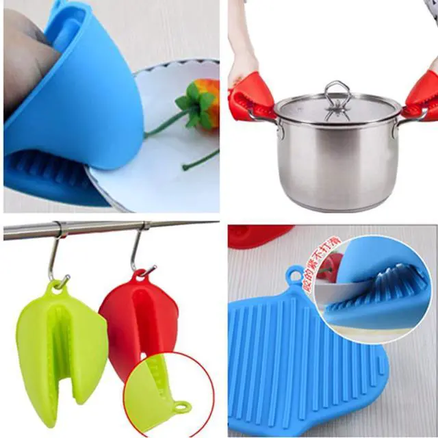 Alt view image 6 of 6 - Silicone Mini Oven Gloves Potholder, Heat Resistant Pinch Oven Mitts Pot Holder for Kitchen Cooking & Baking, Blue (2 Pack)