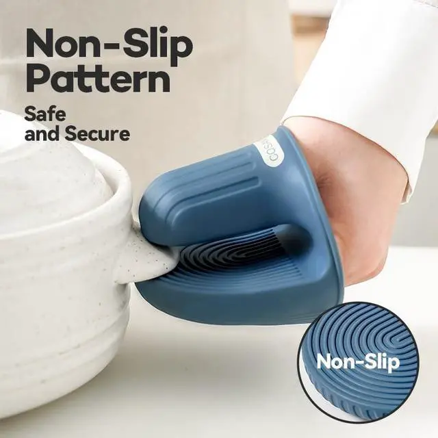 Alt view image 5 of 6 - Silicone Oven Mitts Heat Resistant Mini Oven Gloves and Pot Holders Set for Kitchen Non Slip Waterproof Pinch Grips for Cooking and Baking Set of 2