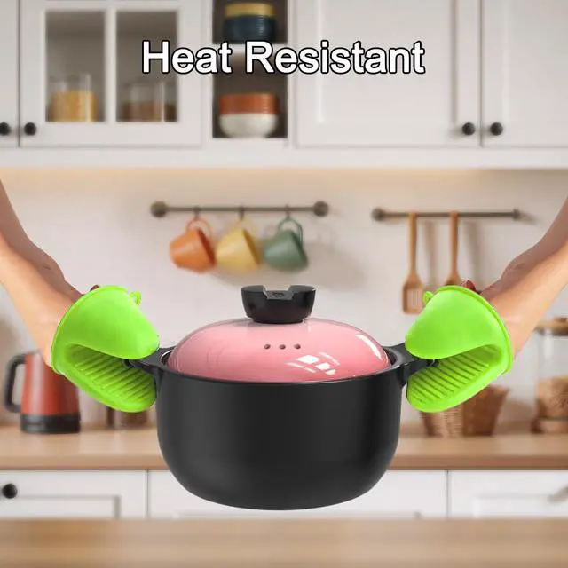 Alt view image 4 of 7 - 6pcs Mini Silicone Oven Mitts Heat Resistant Rubber Oven Gloves Mini Silicone Pot Holder for Kitchen Small Baking Kitchen Mittens Cooking Pinch Grip for Air Fryer Kitchen Cooking Baking Blue Green Red