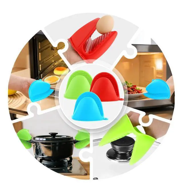 Alt view image 7 of 7 - 6pcs Mini Silicone Oven Mitts Heat Resistant Rubber Oven Gloves Mini Silicone Pot Holder for Kitchen Small Baking Kitchen Mittens Cooking Pinch Grip for Air Fryer Kitchen Cooking Baking Blue Green Red