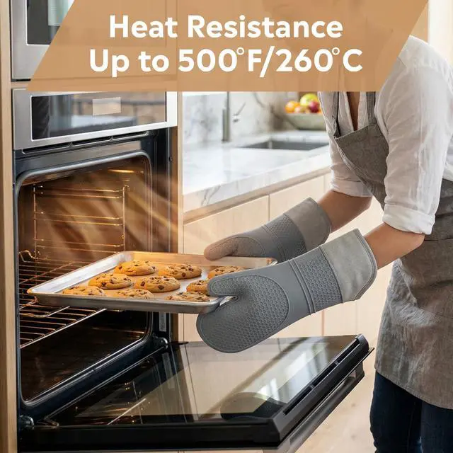 Alt view image 6 of 7 - Silicone Oven Mitts and Pot Holders Sets 6 Piece for Kitchen | 2 Oven Mitts, 2 Mini Gloves, 2 Pot Holders, Heat Resistant Non Slip Silicone, Ideal for Cooking & Grilling