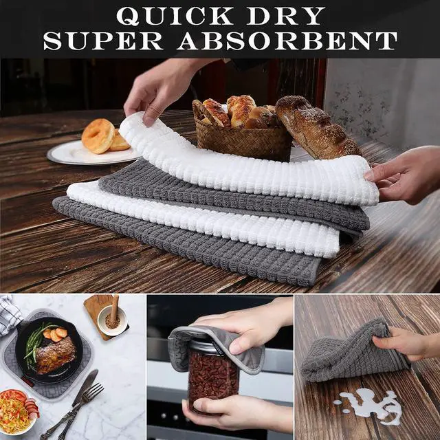 Alt view image 6 of 7 - Oven Mitts and Pot Holders Sets 6pcs, Kitchen Oven Glove,High Heat Resistant 550 Degree Extra Long Oven Mitts and Potholders with Non-Slip Silicone Surface for Home Essentials (Grey) (Gray)