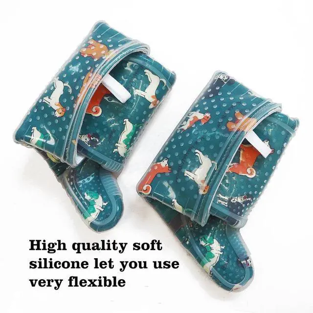 Alt view image 4 of 7 - Oven Mitts with Transparent Clear Silicone Shell and Nice Dog Printing | Potholders Cotton Lining Set of 2, Heat Resistant to 500 F Kitchen Oven Gloves for Cooking (Blue Dog, Potholders)