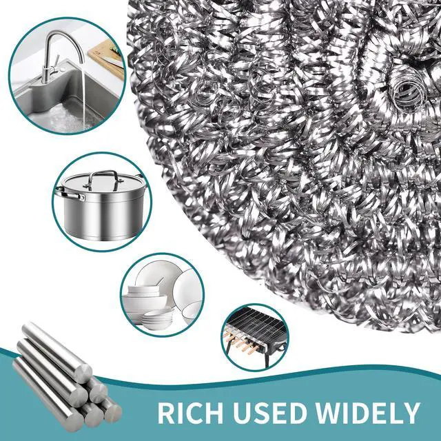 Alt view image 4 of 7 - 12Pcs Steel Wool Scrubber Pads for Cleaning Dishes, Pans, Pots, Ovens, Grills, Sinks - Stainless Steel Scrubbers for Kitchen, 12 Pack
