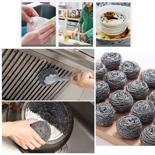 Alt view image 5 of 5 - 48 Pack Stainless Steel Scourers Sponges ,Steel Wool scrubbers for stoves, pots, Cooker Hoods, etc. that are Difficult to Clean (48 Pack-10 Gram)