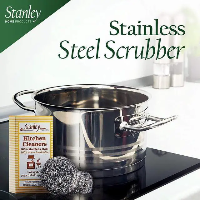 Alt view image 3 of 7 - Stainless Steel Scrubbers Rust Resistant Sponge for Pots, Pans, Grills, Ovens, Sinks and Tools Metal Scrubbers for Kitchen & Garage Cleaning (1 Pack - 2 Count)
