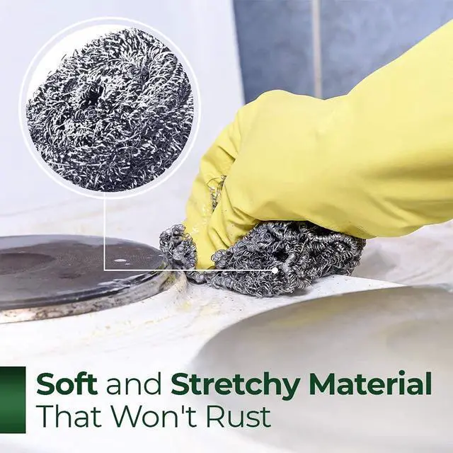 Alt view image 6 of 7 - Stainless Steel Scrubbers Rust Resistant Sponge for Pots, Pans, Grills, Ovens, Sinks and Tools Metal Scrubbers for Kitchen & Garage Cleaning (1 Pack - 2 Count)