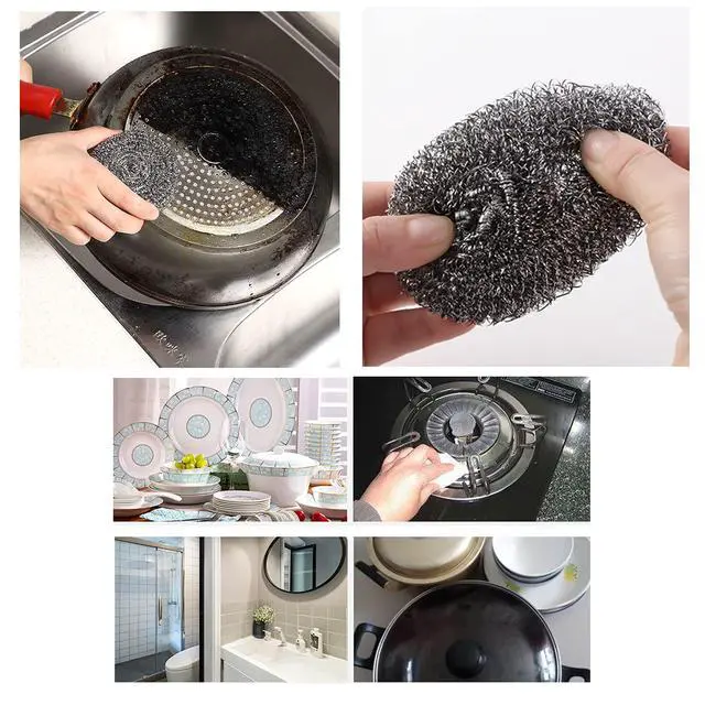 Alt view image 4 of 5 - 24 Pack Stainless Steel Scourers Sponges,Steel Wool scrubbers for stoves, pots, Cooker Hoods, etc. That are Difficult to Clean (24 Pack-Medium 20 Gram)