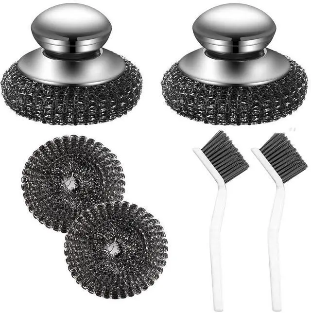 Main image of Steel Wool Scrubber, Oven Cleaner Brush, Stainless Steel Scrubber and Crevice Brushes Cleaning Set for Dishes, Iron, Pots, Stoves, Barbecue Grills, Sink