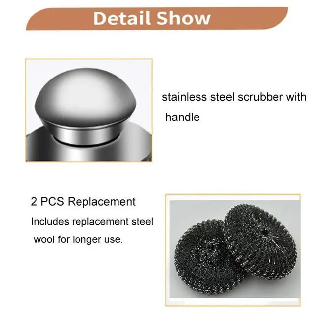 Alt view image 3 of 7 - Steel Wool Scrubber, Oven Cleaner Brush, Stainless Steel Scrubber and Crevice Brushes Cleaning Set for Dishes, Iron, Pots, Stoves, Barbecue Grills, Sink