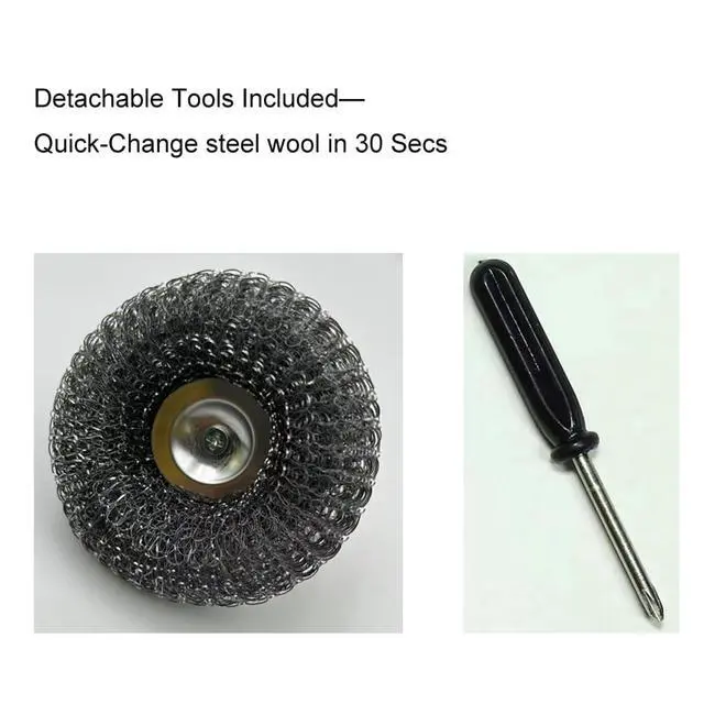 Alt view image 4 of 7 - Steel Wool Scrubber, Oven Cleaner Brush, Stainless Steel Scrubber and Crevice Brushes Cleaning Set for Dishes, Iron, Pots, Stoves, Barbecue Grills, Sink
