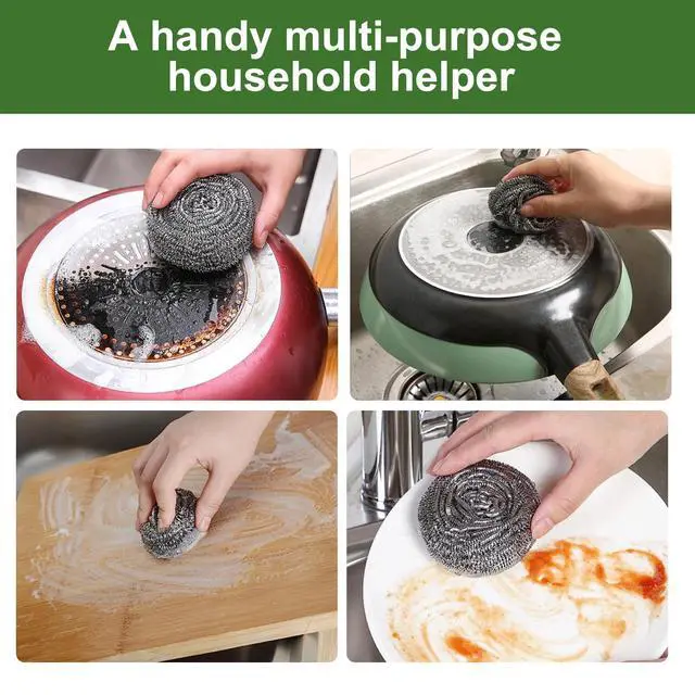 Alt view image 2 of 6 - 10 Pack Stainless Steel Scourers by for Dishes, Pots, Pans, and Ovens. Easy scouring for Tough Kitchen Cleaning