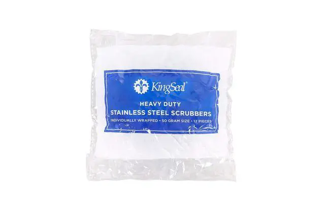 Alt view image 3 of 7 - 12 Count | Stainless Steel Scrubbers, Scrub Pads, Heavy Duty, 50 gram Weight, Individually Wrapped - 1 Pack of 12