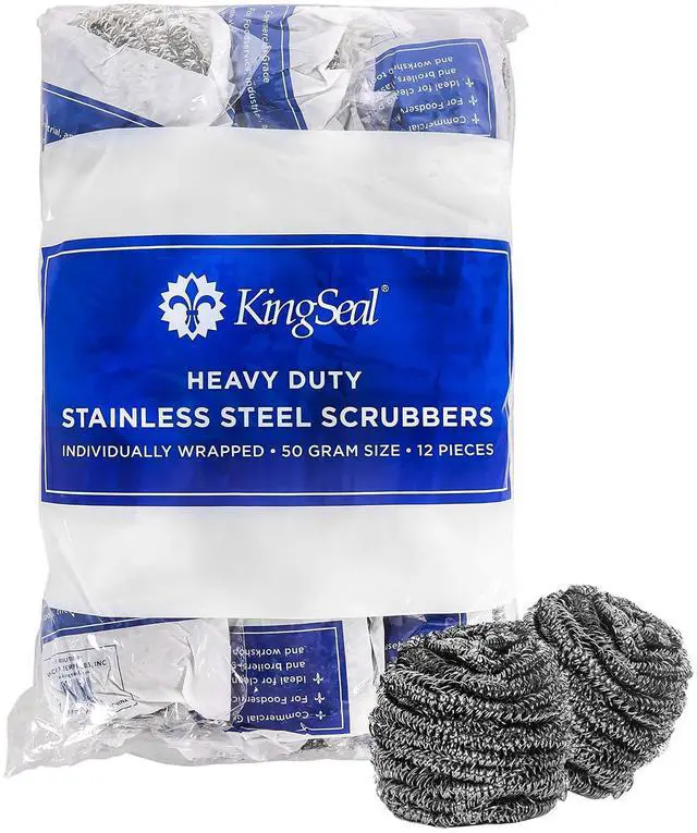 Main image of 12 Count | Stainless Steel Scrubbers, Scrub Pads, Heavy Duty, 50 gram Weight, Individually Wrapped - 1 Pack of 12