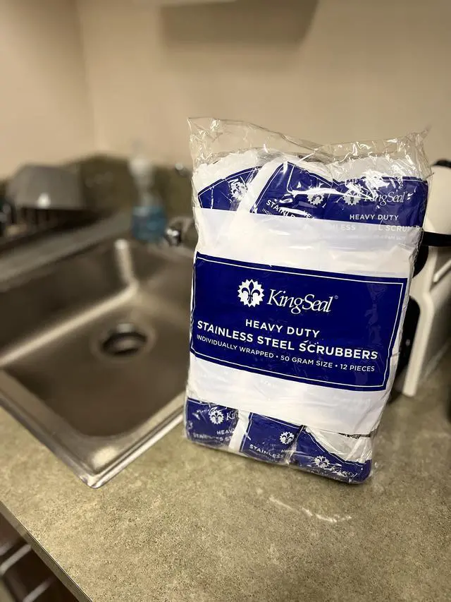 Alt view image 4 of 7 - 12 Count | Stainless Steel Scrubbers, Scrub Pads, Heavy Duty, 50 gram Weight, Individually Wrapped - 1 Pack of 12