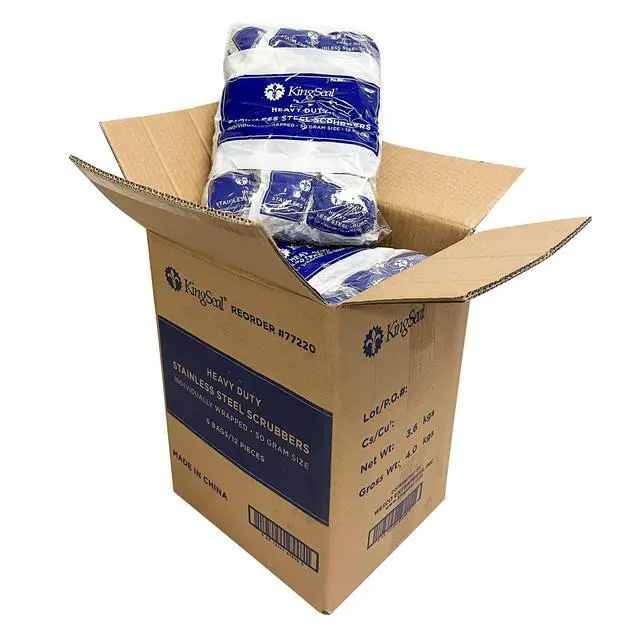 Alt view image 7 of 7 - 12 Count | Stainless Steel Scrubbers, Scrub Pads, Heavy Duty, 50 gram Weight, Individually Wrapped - 1 Pack of 12