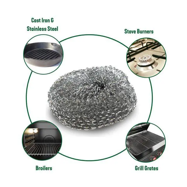 Alt view image 3 of 5 - Heavy-Duty Stainless Steel Scrubbers | Wont Rust or Splinter | Scrub Sponges for Cast Iron, Oven Racks, Grills, 4 Pack
