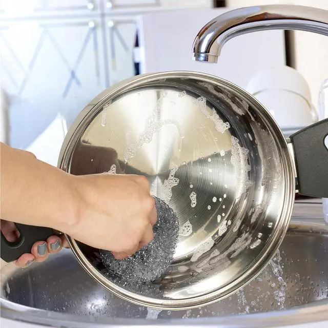 Alt view image 5 of 5 - Heavy-Duty Stainless Steel Scrubbers | Wont Rust or Splinter | Scrub Sponges for Cast Iron, Oven Racks, Grills, 4 Pack