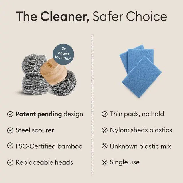 Alt view image 5 of 7 - Stainless Steel Scouring Pads 6-Pack Rust-Free Heavy-Duty Metal Scrubbers for Cast Iron, Pots, Pans, Grills & Griddles, Microplastic-Free, FSC-Certified Packaging