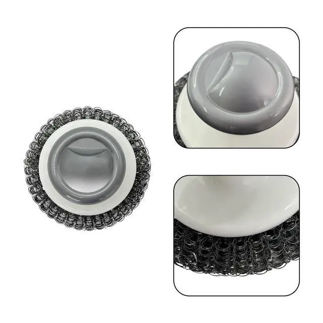 Alt view image 7 of 7 - 2Pcs Stainless Steel Scrubber Dish Scrub Brush with Handle Multipurpose Kitchen Cast Iron Scrubber for Pots, Grills, Ovens & Other Tough Cleaning Jobs (Metal Steel Style)
