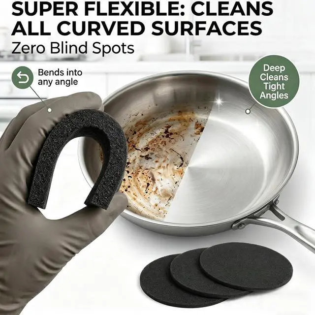Alt view image 7 of 7 - 3PCS Stainless Steel Sponge, Heavy Duty Emery Sponges for Burnt-On Stain Removal, Zero Chemicals, Reusable Cleaning Sponges for Stainless Steel Cookware, Pots, Pans & Grills