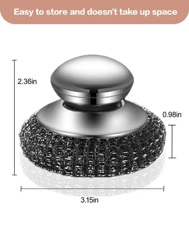 Alt view image 7 of 7 - 8 Pcs Stainless Steel Wool Scrubber with 2Pcs Handle - Heavy Duty Metal Sponge Scouring Pad for Cast Iron Skillet, Grill & Pots - Rust-Resistant Kitchen Dish Scrubber, Protects Hands & Nails