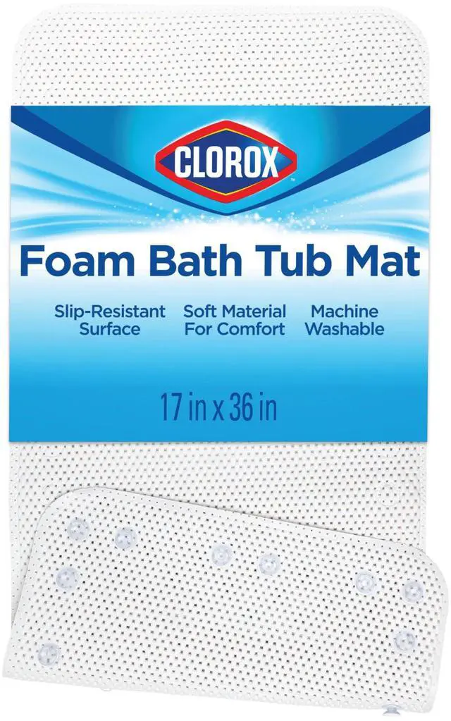 Main image of Brand Clorox Cushioned Foam Bath Mat for Tubs, Non-Slip with Suction Cups, 17 Inches x 36 Inches, White