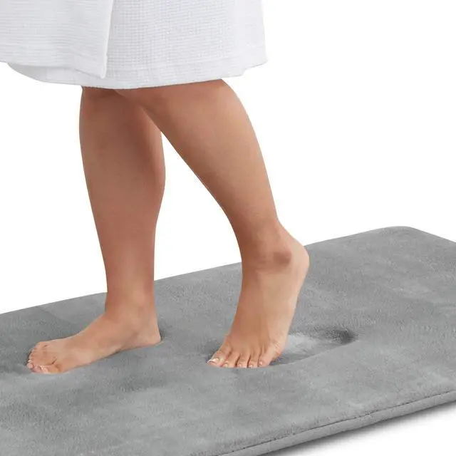 Main image of Memory Foam Bath Mat Non Slip Absorbent Super Cozy Velvet Bathroom Rug Carpet (17 inches X 24 inches, Grey)