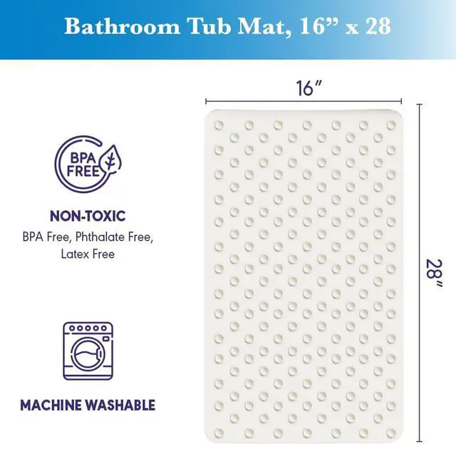 Alt view image 5 of 6 - Bathtub Mat Non Slip, Rubber Bath Mat for Kids, Baby, Pet, 16 x 28