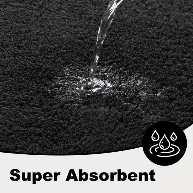 Alt view image 5 of 7 - Black Bathroom Rug, Ultra Soft Bath Rugs Non Slip Washable, Super Absorbent Quick Dry Small Bath Mat with Rubber Backing for Bathroom Floor, Shower, or Sink, Black 16" x 24"