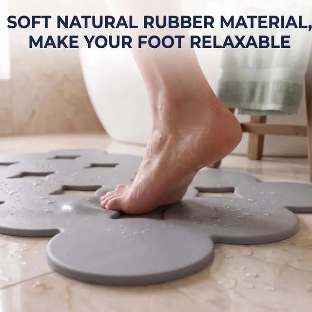 Alt view image 3 of 7 - Patented Non Slip Bathtub Mat Shower Mat Bath Mat Tub Mats with Strong Suction Cups Soft Natural Rubber Bath Mat for Inside The tub (Circle-Grey, 28x16 inch)