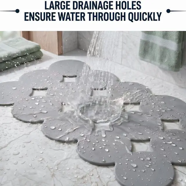 Alt view image 5 of 7 - Patented Non Slip Bathtub Mat Shower Mat Bath Mat Tub Mats with Strong Suction Cups Soft Natural Rubber Bath Mat for Inside The tub (Circle-Grey, 28x16 inch)