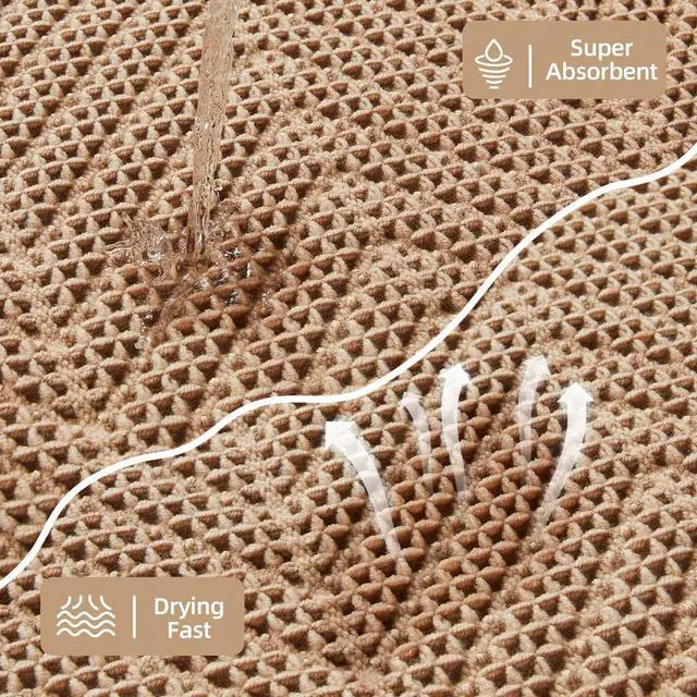 Alt view image 5 of 7 - Boho Bathroom Rug, Herringbone Waffle Bath Mat Non-Slip Washable Super Absorbent Quick Dry, Farmhouse Bath Mat for Bathroom Floor Decor 20"*30" Khaki