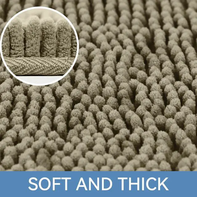 Alt view image 4 of 7 - Small Bath Rug Mat,24x17 Chenille High Absorbent Latte Bathroom Mats | Non Slip with Rubber Backing Bathroom Rugs Machine Washable;Extra Soft Bath Rug;High Absorbent And Quick Dry Microfiber mat