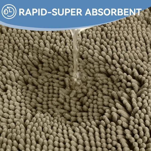 Alt view image 5 of 7 - Small Bath Rug Mat,24x17 Chenille High Absorbent Latte Bathroom Mats | Non Slip with Rubber Backing Bathroom Rugs Machine Washable;Extra Soft Bath Rug;High Absorbent And Quick Dry Microfiber mat