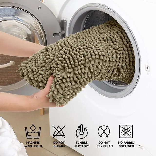 Alt view image 6 of 7 - Small Bath Rug Mat,24x17 Chenille High Absorbent Latte Bathroom Mats | Non Slip with Rubber Backing Bathroom Rugs Machine Washable;Extra Soft Bath Rug;High Absorbent And Quick Dry Microfiber mat